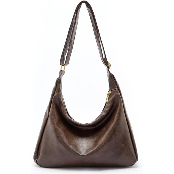 Stylish Vegan Leather Tote Bag: Adjustable Slouchy Hobo for All Occasions - Picture 1 of 6